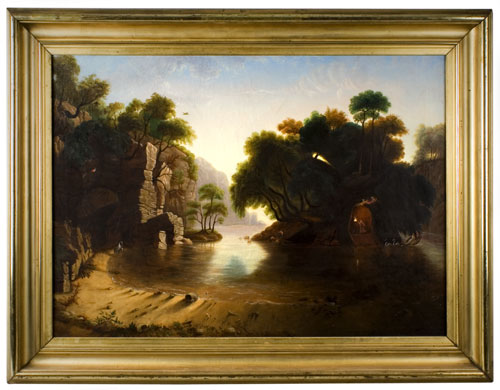 American Allegorical Painting, Traditional Hudson River Valley Style Symbolical Scene, Anonymous, entire view